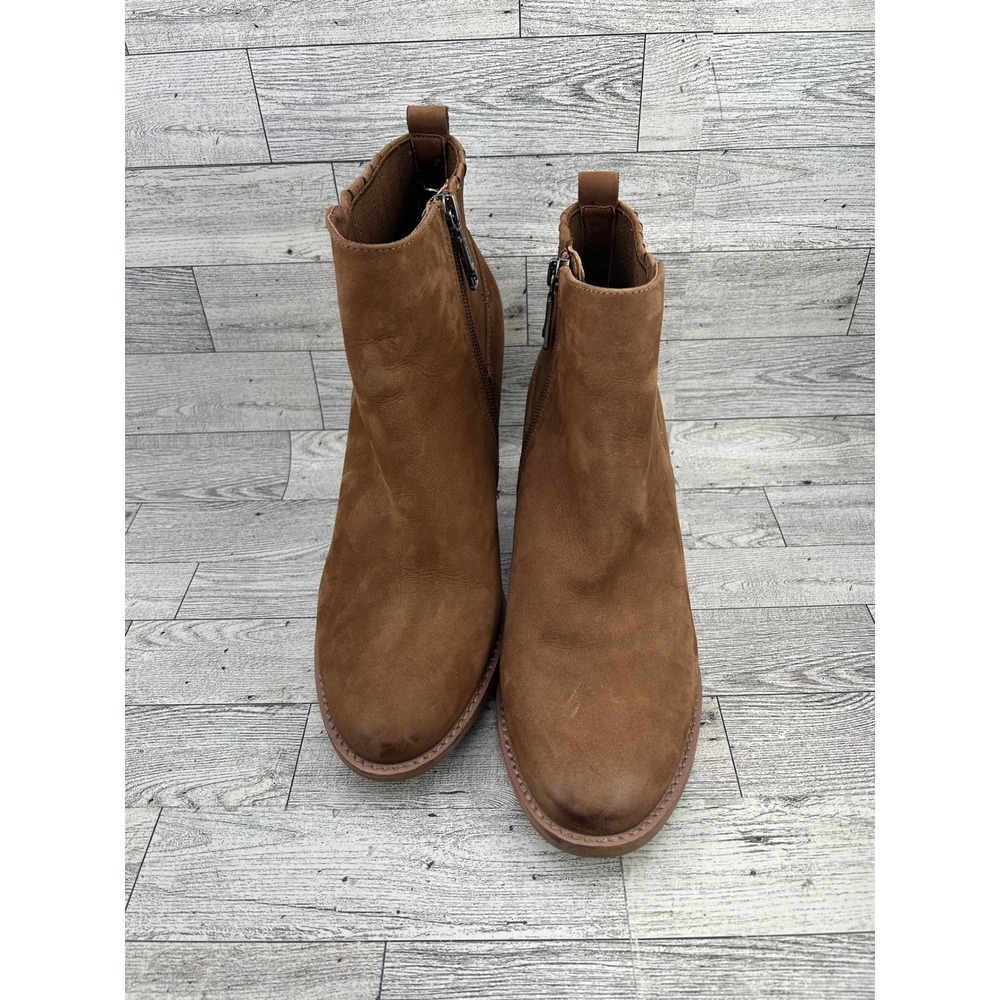 Blondo Women Waterproof Cognac Brown Tan Suede Ankle Boots‎ Block Heel Size 10M